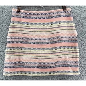Loft Skirt Women's Size 2P Pink Blue Mini Aztec Geometric Summer Woven Cotton